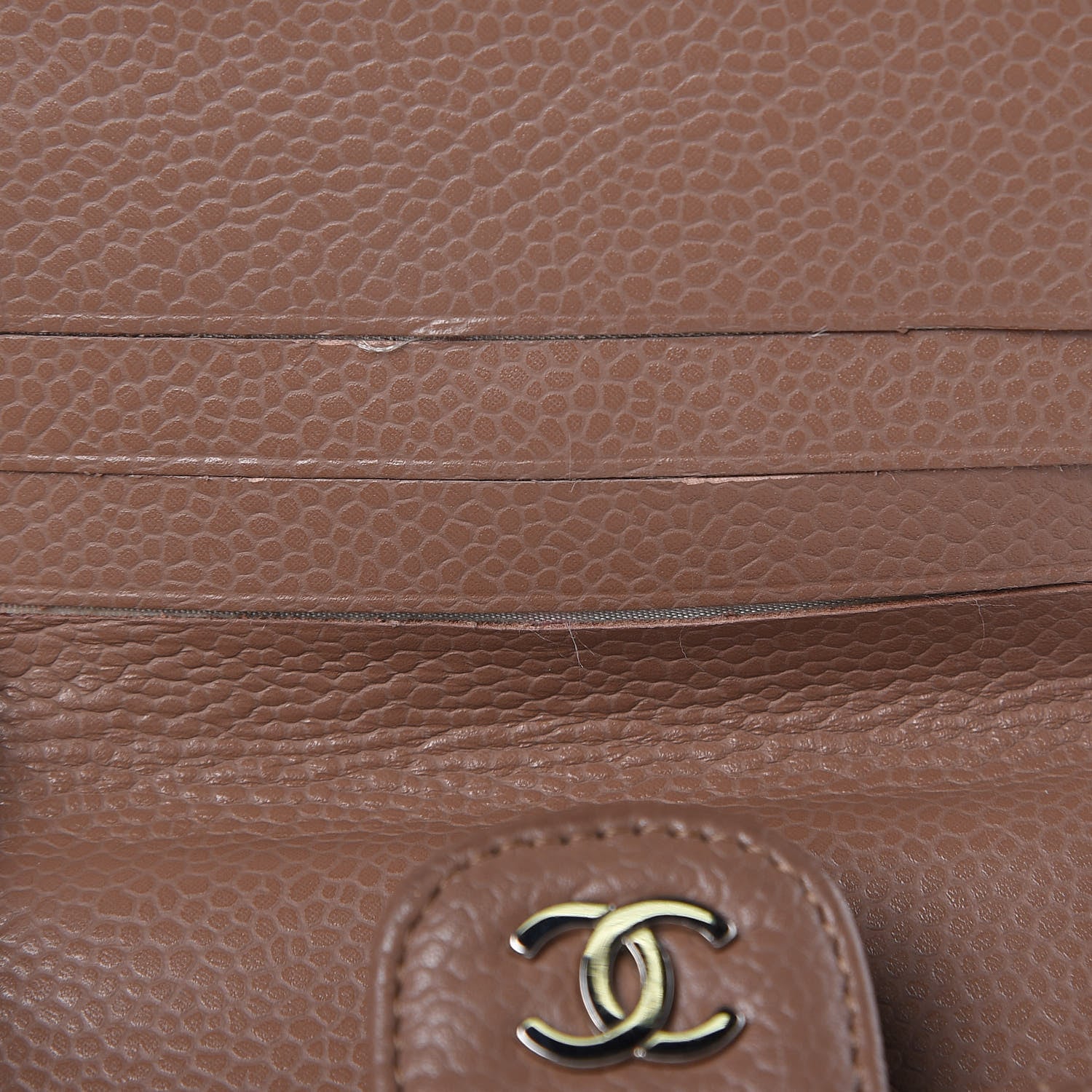 Chanel Caviar Quilted Compact Flap Wallet Dark Beige 13 of 14