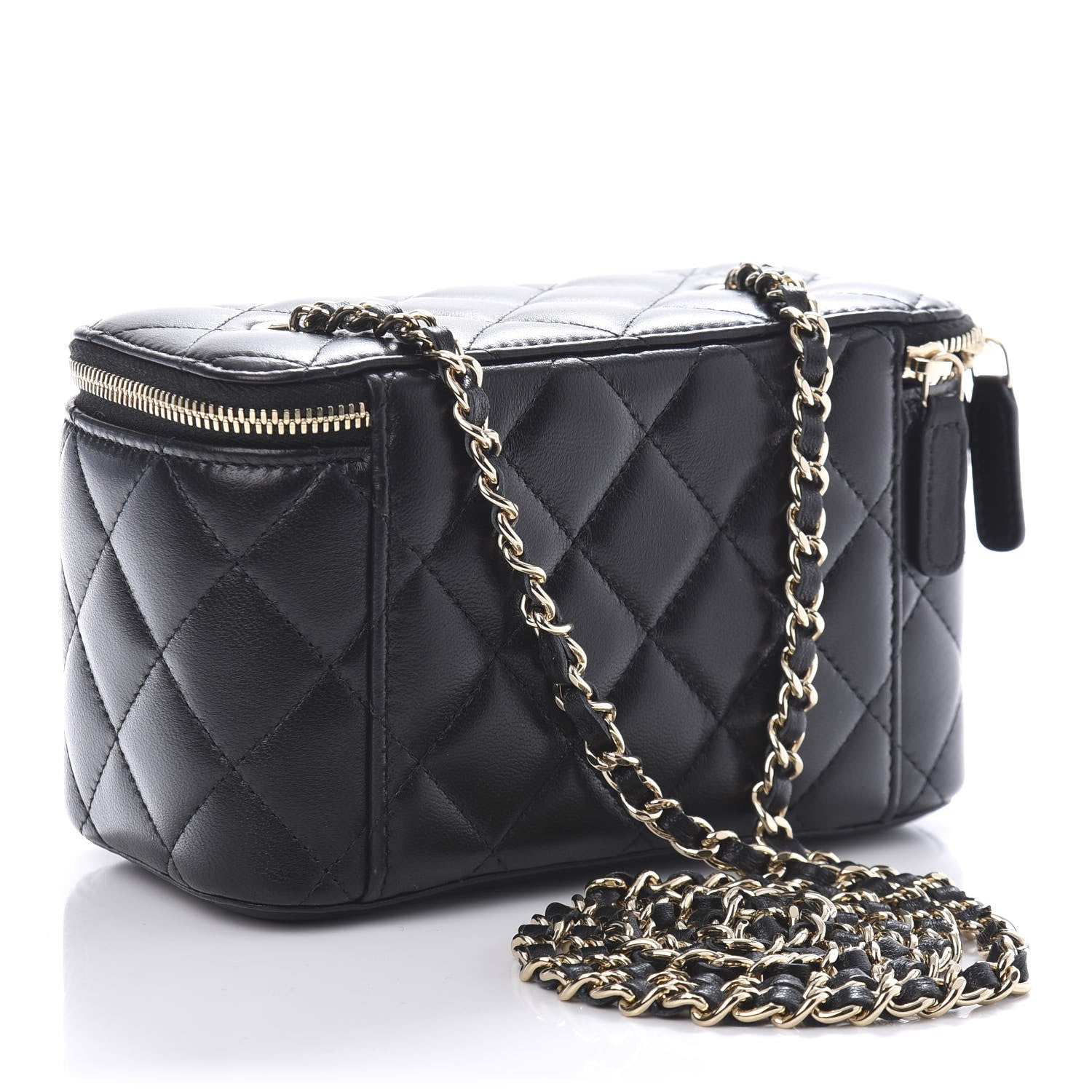 Chanel Lambskin Quilted Small Vanity Case With Chain Black 3 of 11