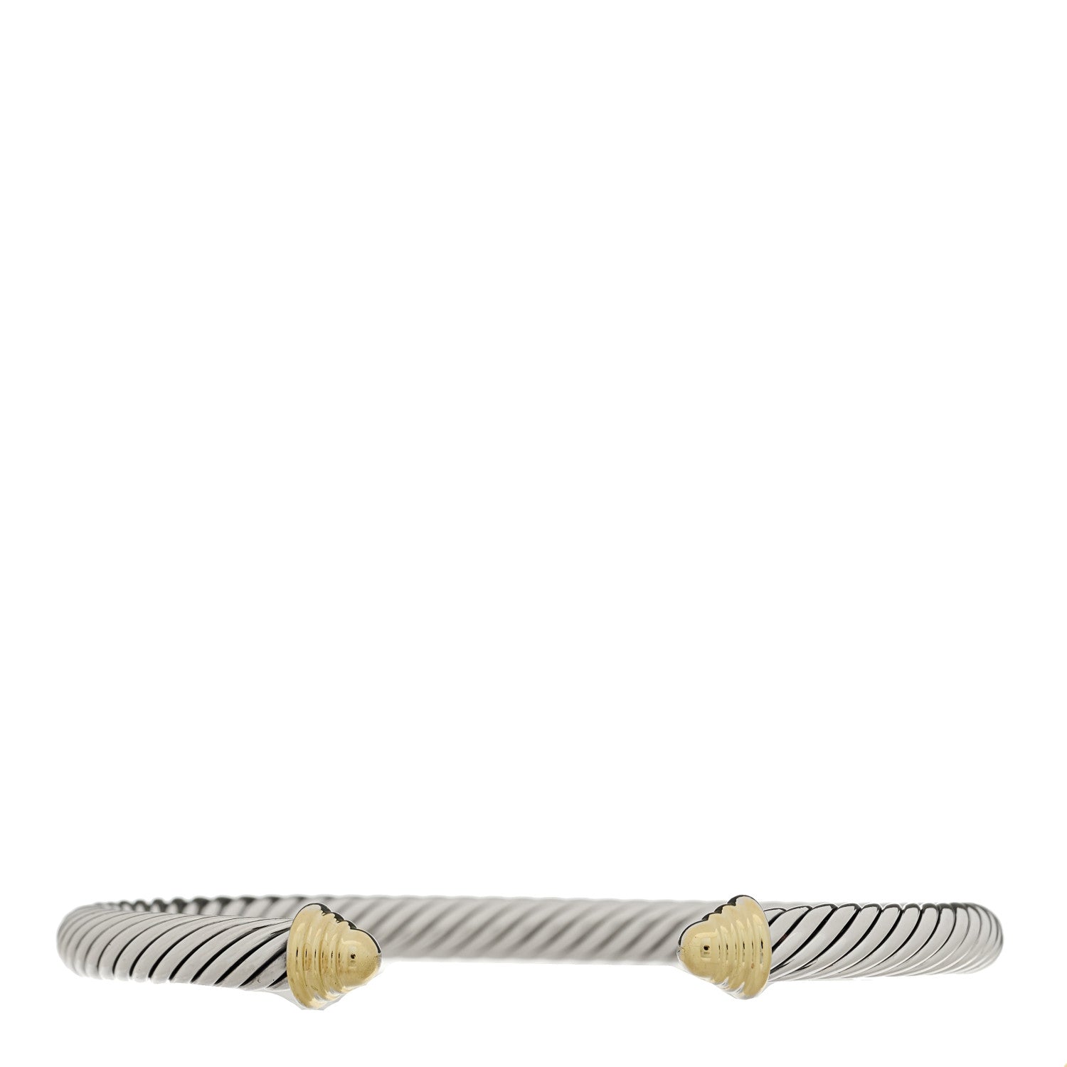 David Yurman Sterling Silver 14K Yellow Gold 5mm Cable Classic Buckle Bracelet 1 of 4