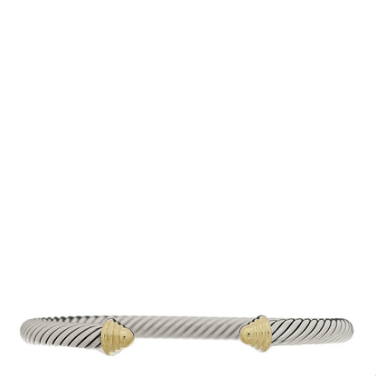 David Yurman Sterling Silver 14K Yellow Gold 5mm Cable Classic Buckle Bracelet 1 of 4