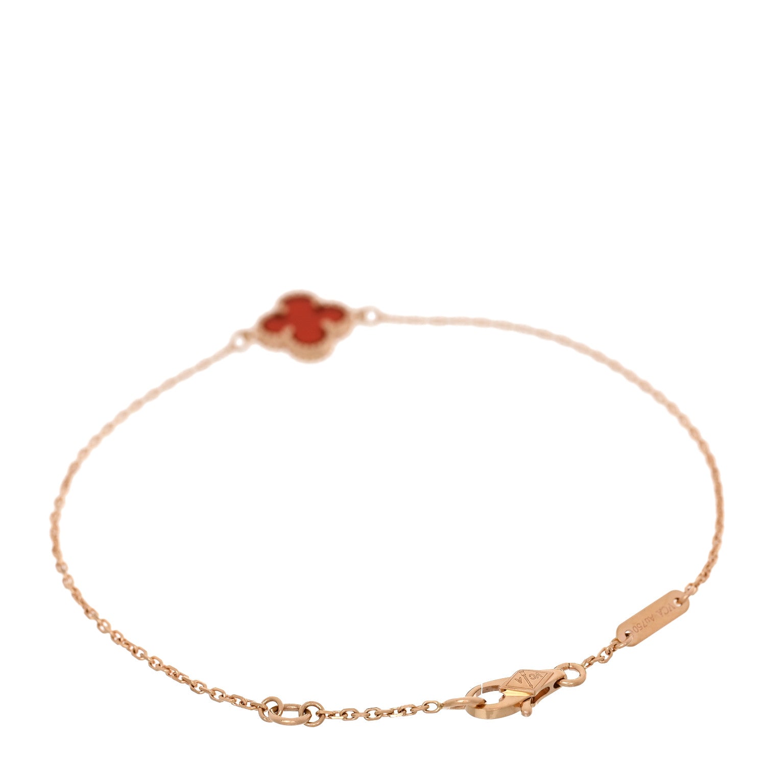 Van Cleef & Arpels 18K Rose Gold Carnelian Sweet Alhambra Bracelet 2 of 5