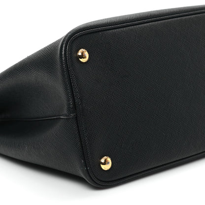 Prada Saffiano Cuir Medium Double Bag Black Fuoco 8 of 12