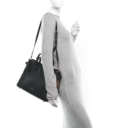 Burberry Derby Calfskin House Check Medium Banner Tote Black 2 of 9