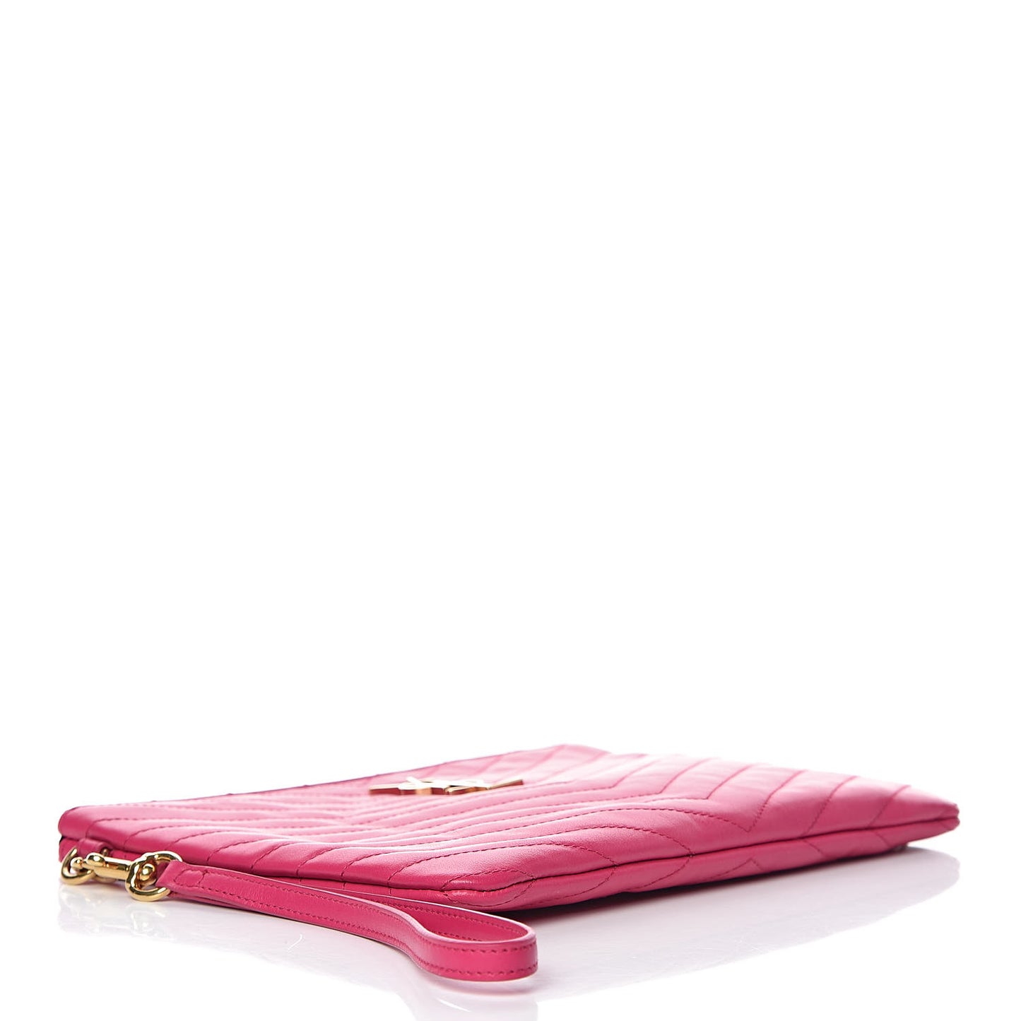 Calfskin Matelasse Chevron Monogram A5 Wristlet Bubblegum