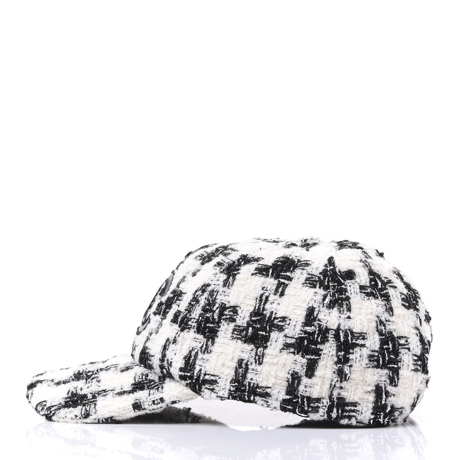 Chanel Tweed CC Cap Hat M Black White 3 of 7