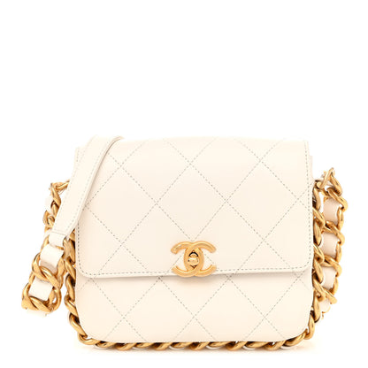 Chanel Calfskin Quilted Small Framing Chain Flap Bag White 1 of 10