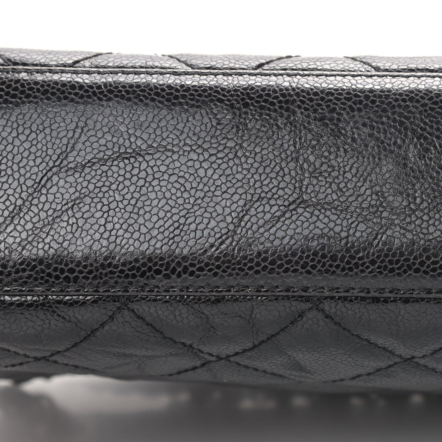 Crumpled Grained Calfskin Medium CC Crave Flap Black