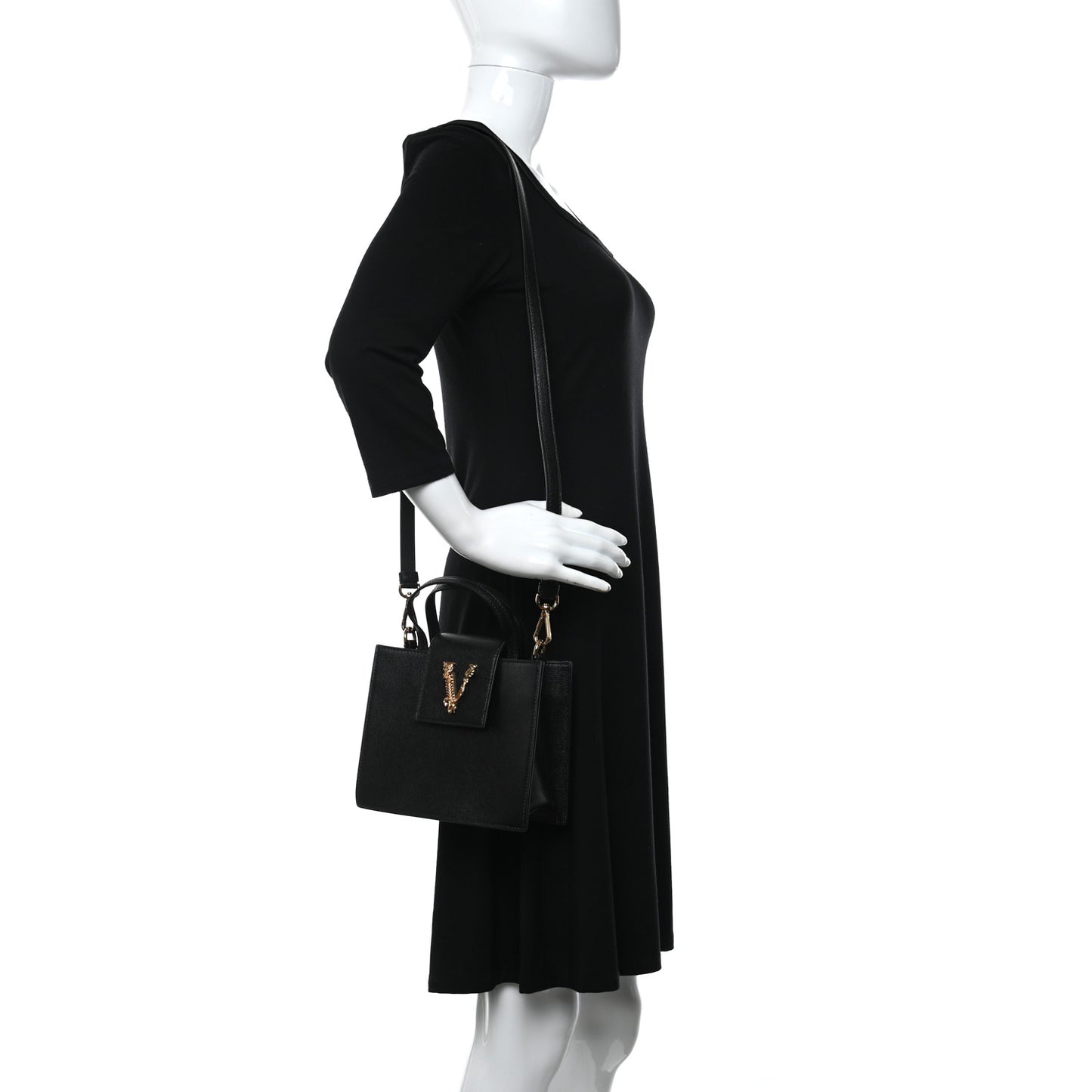 Saffiano Virtus Top Handle Shoulder Bag Black