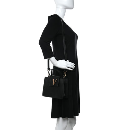Versace Saffiano Virtus Top Handle Shoulder Bag Black 2 of 9