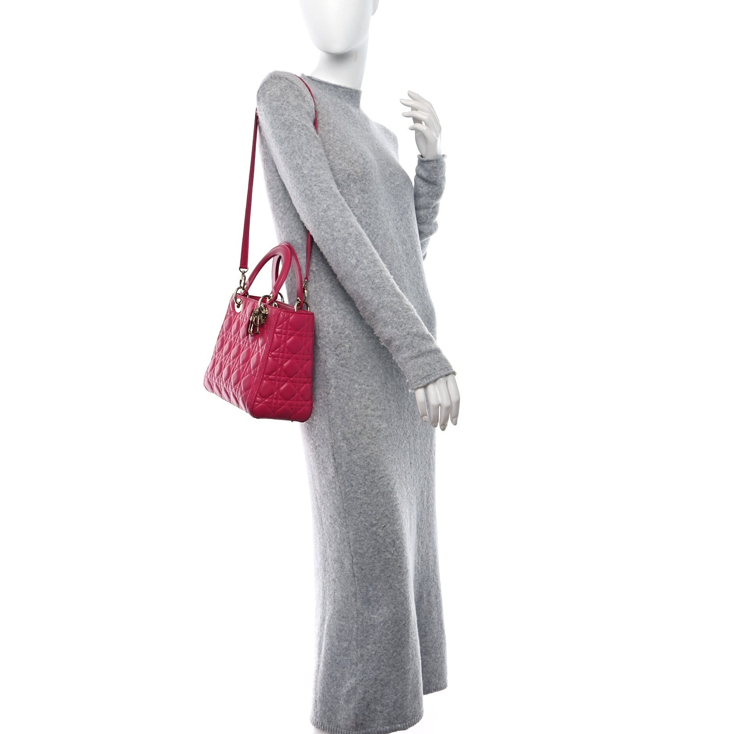 Lambskin Cannage Medium Lady Dior Pink