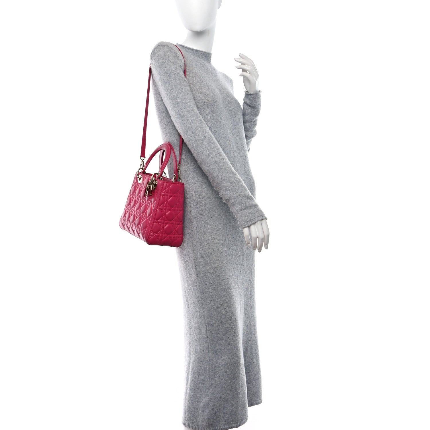 Christian Dior Lambskin Cannage Medium Lady Dior Pink 2 of 8