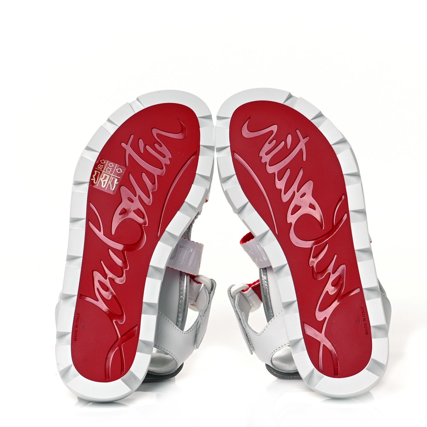 Calfskin Velcrissimo Flat Sandals 37 Blanco Silver