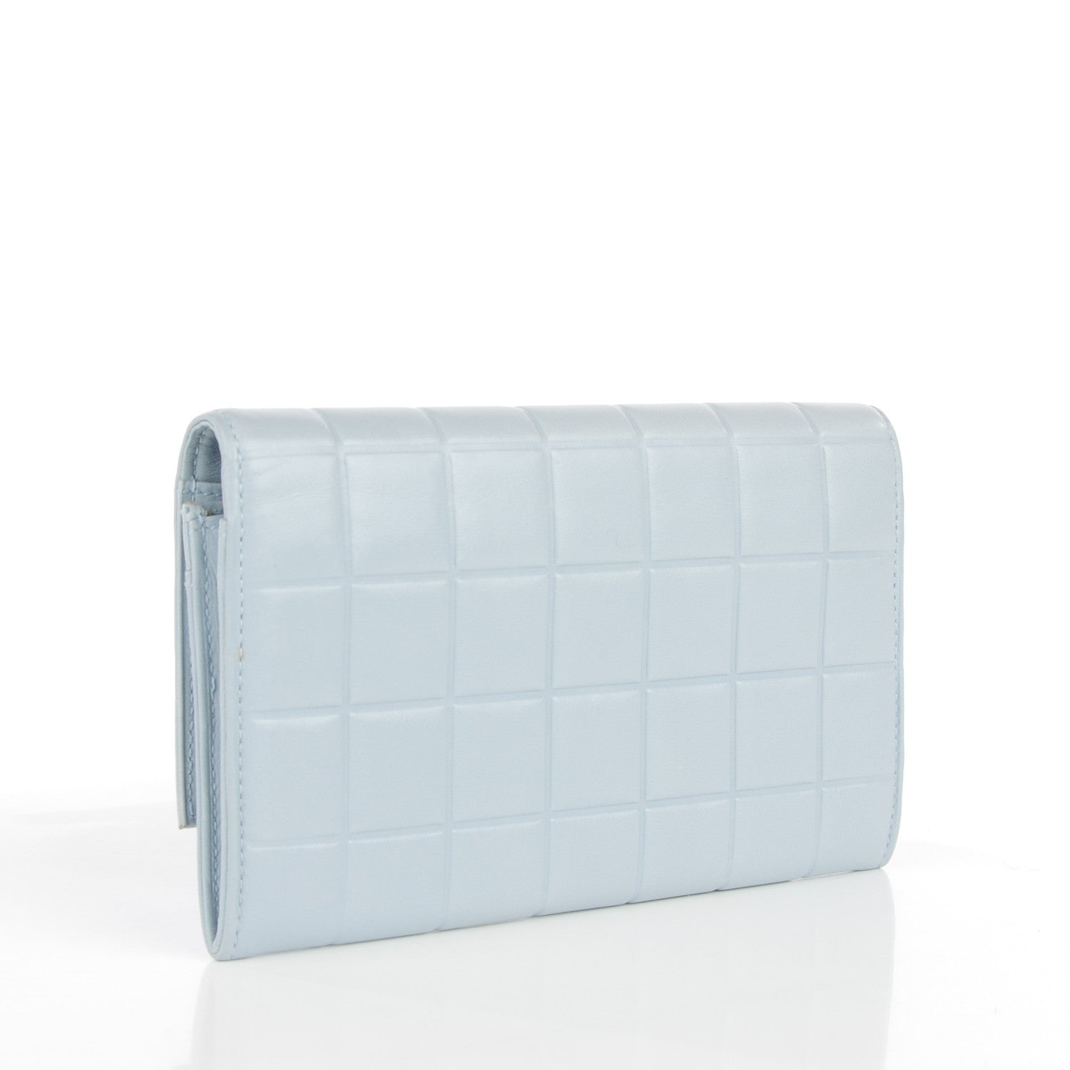 Chanel Lambskin Chocolate Bar Quilted Long Wallet Light Blue 3 of 8