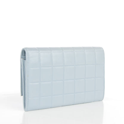 Chanel Lambskin Chocolate Bar Quilted Long Wallet Light Blue 3 of 8
