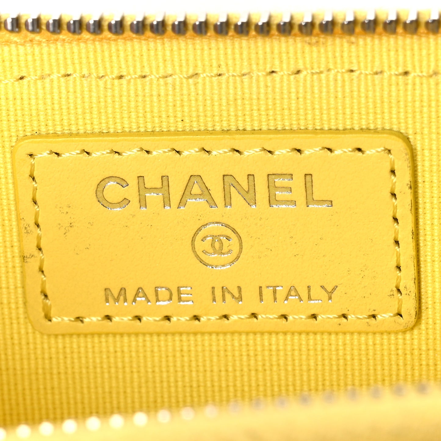Calfskin Quilted CC Zip Card Holder Yellow