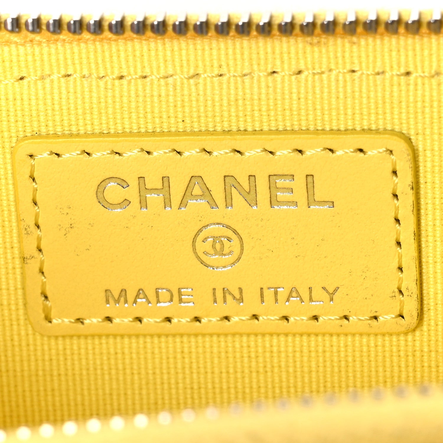 Chanel Calfskin Quilted CC Zip Card Holder Yellow 6 of 7
