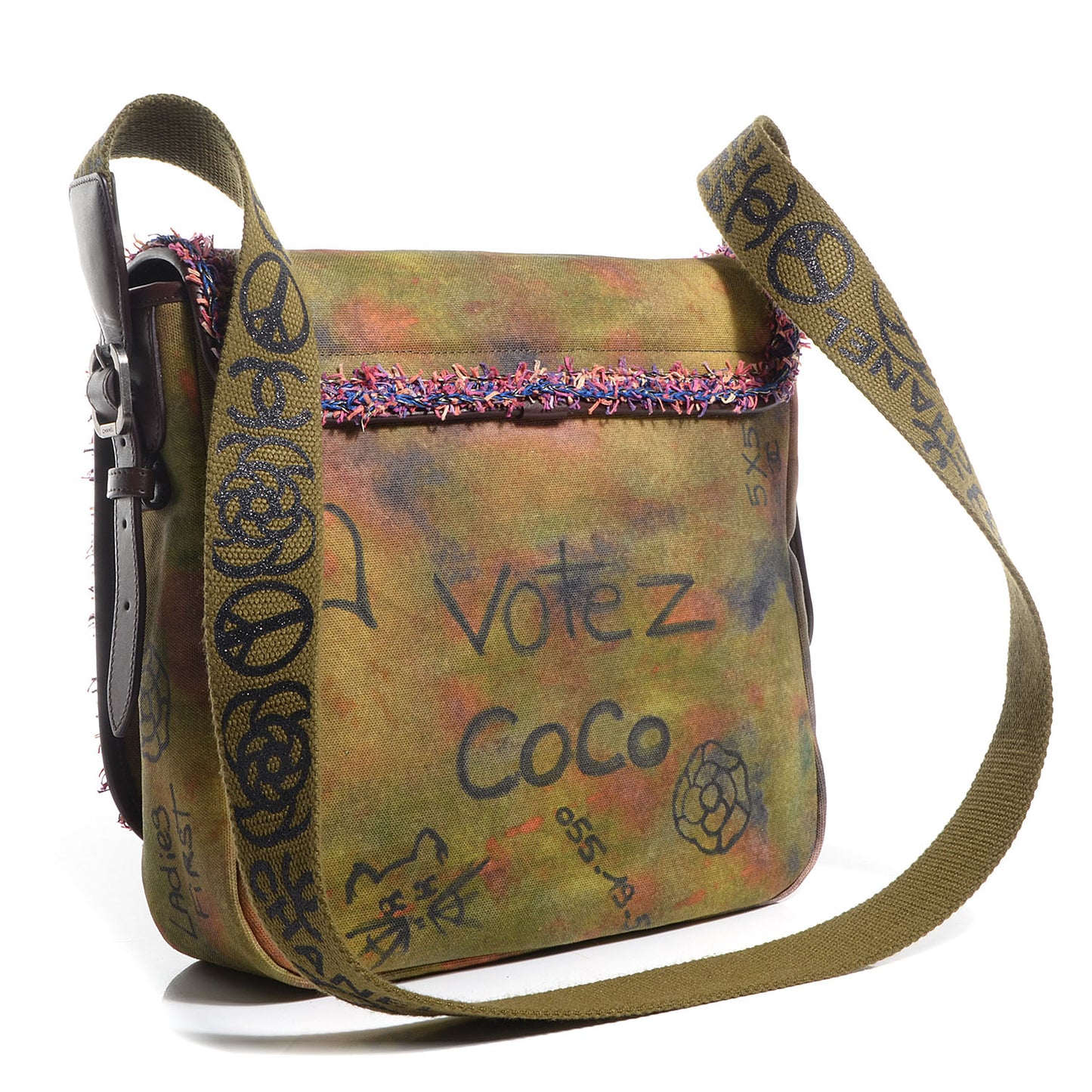 Washed Toile Graffiti On The Pavements Messenger Khaki Multicolor