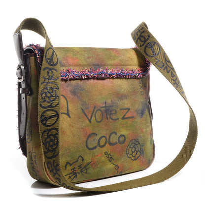 Chanel Washed Toile Graffiti On The Pavements Messenger Khaki Multicolor 3 of 8