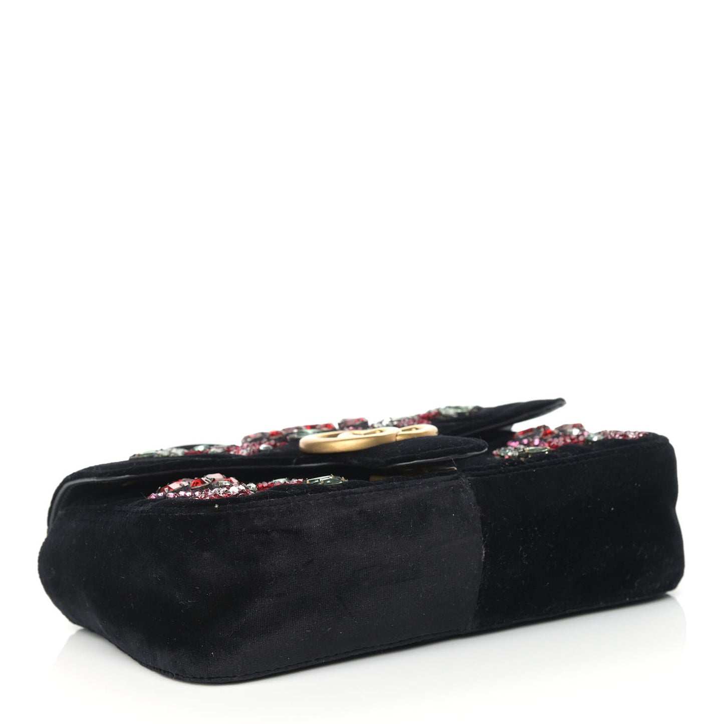 Velvet Matelasse Embroidered Mini GG Marmont Shoulder Bag Black