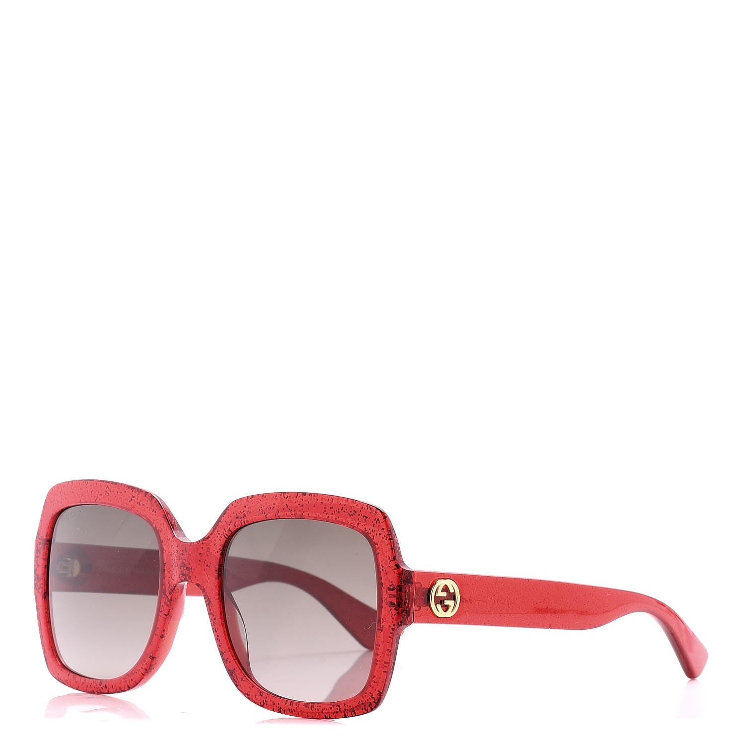 Gucci Square Frame GG 0036S Sunglasses Glitter Red 1 of 8