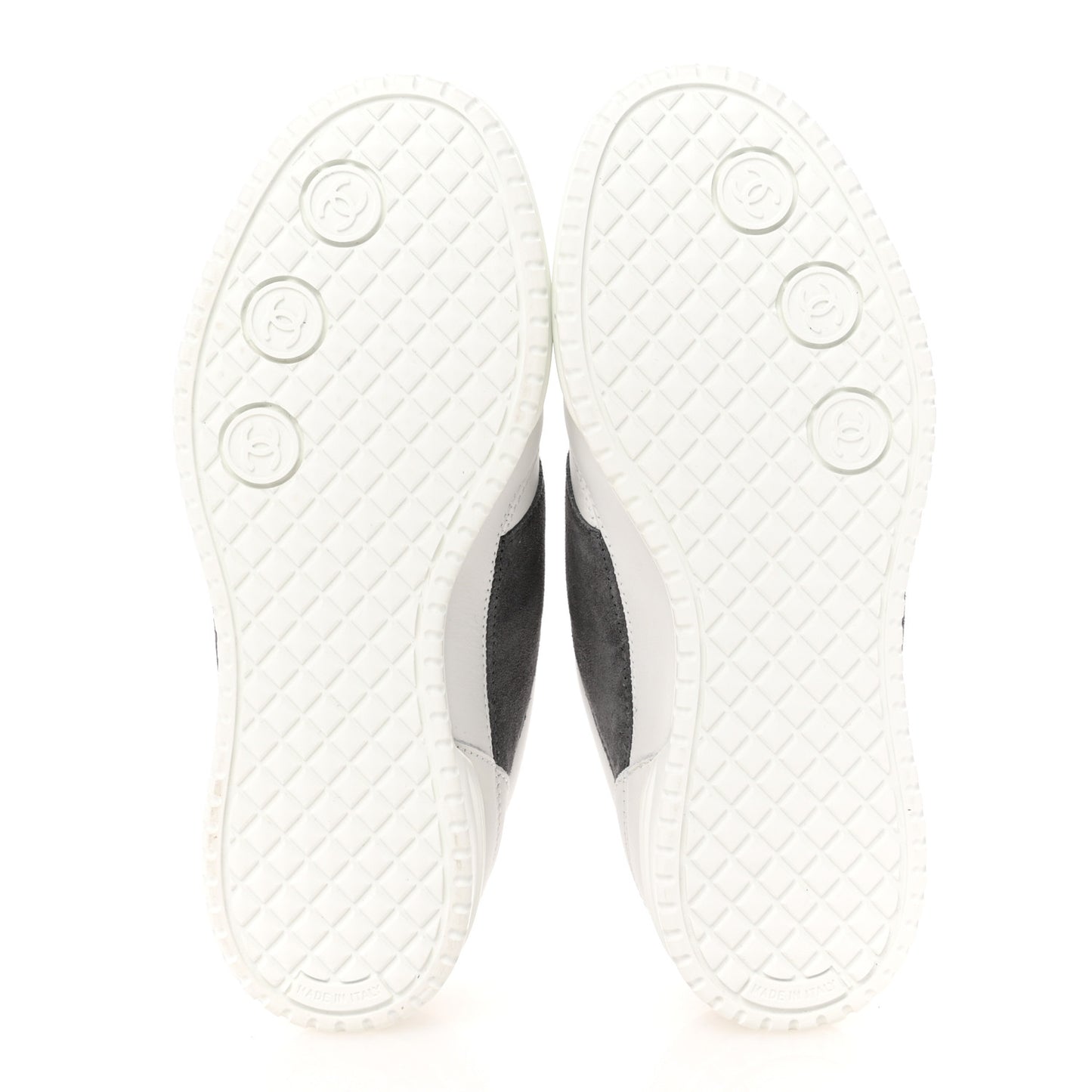 Calfskin Suede Calfskin Logo Womens Sneakers 35 White Gray