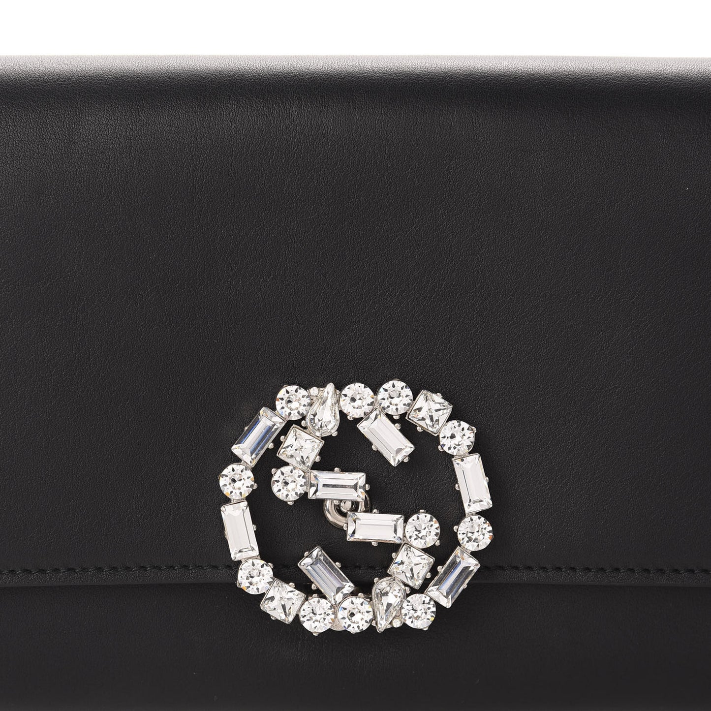 Calfskin Crystal GG Sparkling Clutch Black