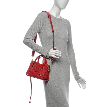 Balenciaga Chevre Gold Metallic Edge Hardware Mini City Rouge Grenade 2 of 6