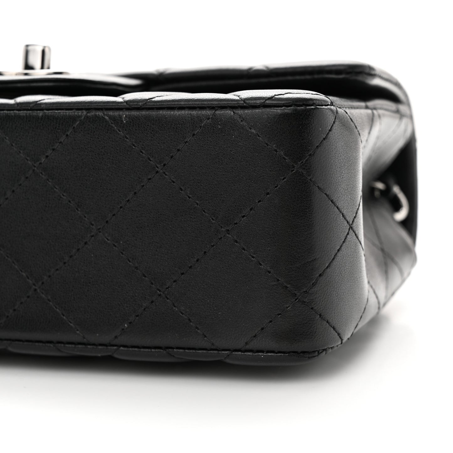 Lambskin Quilted Mini Rectangular Flap Black
