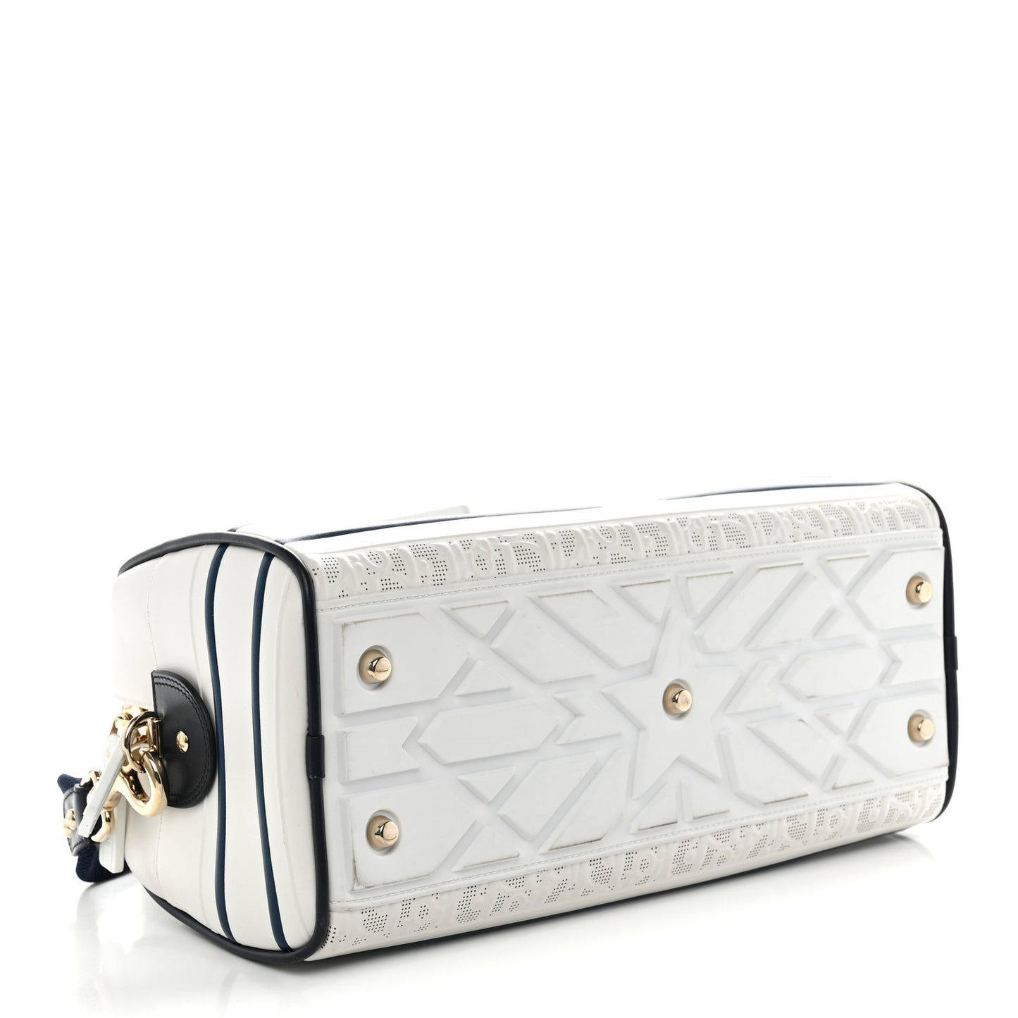 Perforated Calfskin Medium Dior Vibe Classic Bowling Bag White