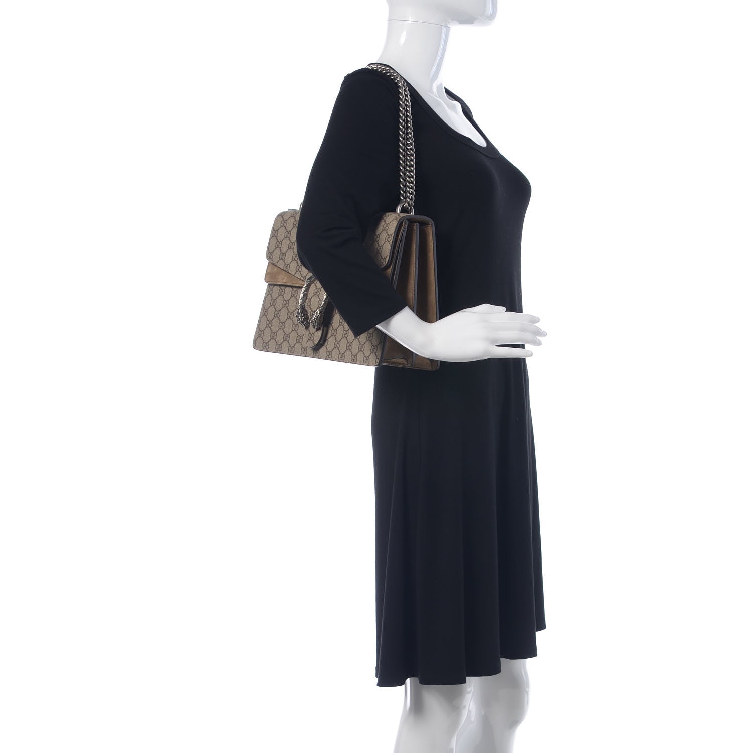 Gucci GG Supreme Monogram Medium Dionysus Shoulder Bag Taupe 2 of 12