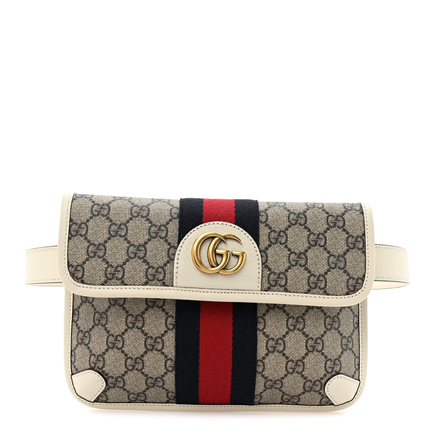 GG Supreme Monogram Web Small Ophidia Belt Bag 100 40 Beige Ebony White