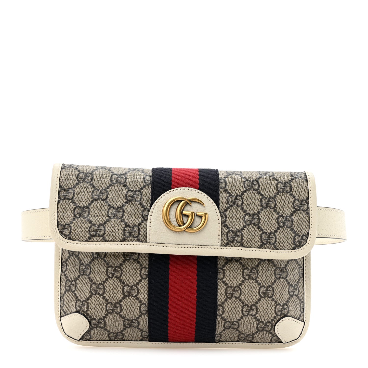 Gucci GG Supreme Monogram Web Small Ophidia Belt Bag 100 40 Beige Ebony White 1 of 10