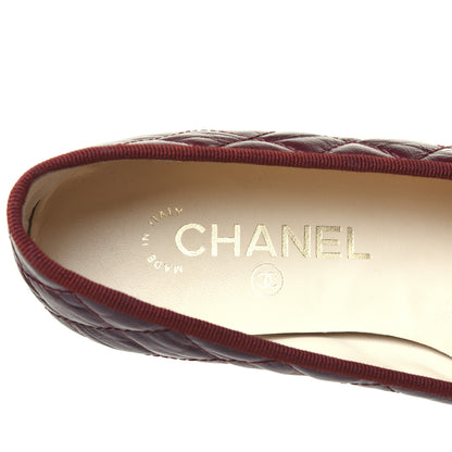 Chanel Tumbled Calfskin Quilted Cap Toe Ballerina Flats 37 Burgundy 8 of 14