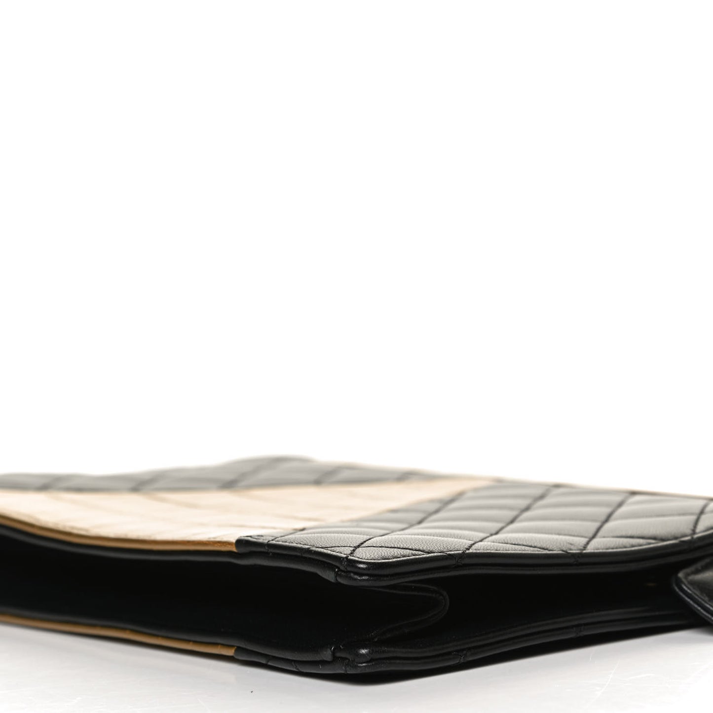 Lambskin Metallic Calfskin Crocodile Embossed Clutch Black Gold