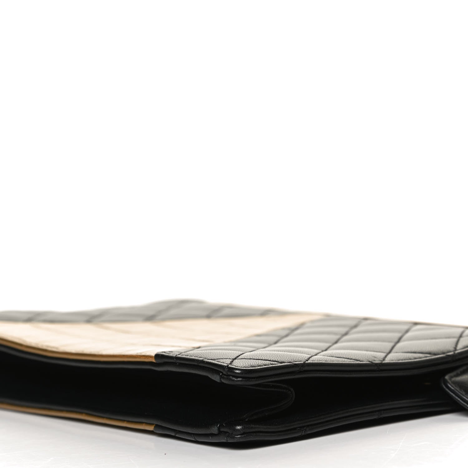 Chanel Lambskin Metallic Calfskin Crocodile Embossed Clutch Black Gold 11 of 15