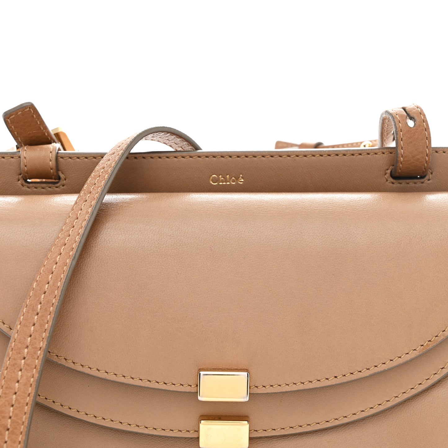 Calfskin Georgia Crossbody Bag Chestnut Cream