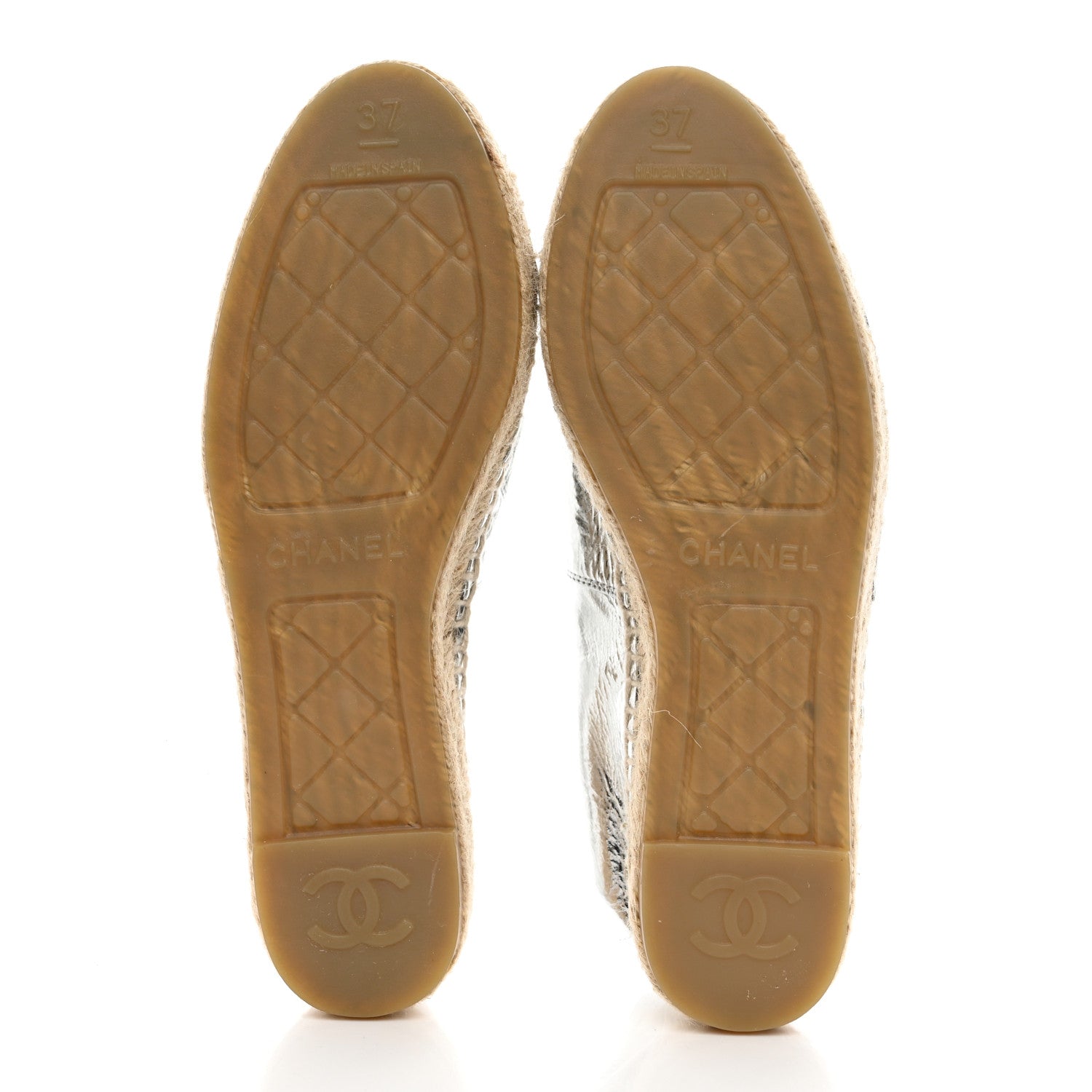 Chanel Laminated Goatskin CC Espadrilles 37 Silver 5 of 10