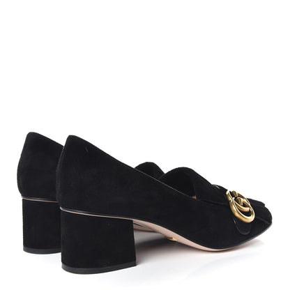 Gucci Kid Scamosciato GG Marmont Fringe 50mm Loafer Pumps 39 Black 4 of 8
