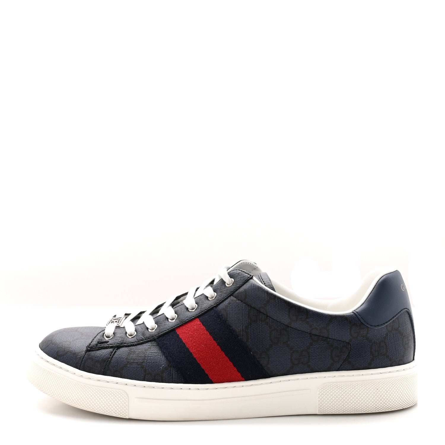 Gucci GG Supreme Monogram Web Mens New Ace Sneakers 10 Dark Blue 1 of 10