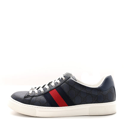 Gucci GG Supreme Monogram Web Mens New Ace Sneakers 10 Dark Blue 1 of 10
