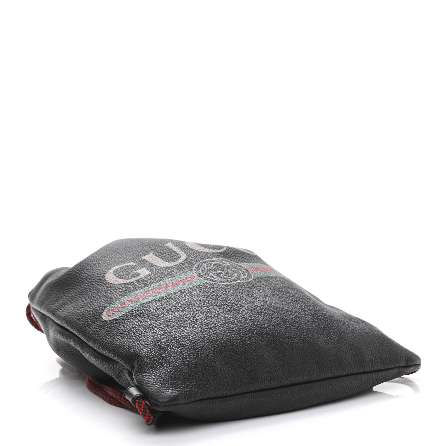 Calfskin Logo Drawstring Backpack Black