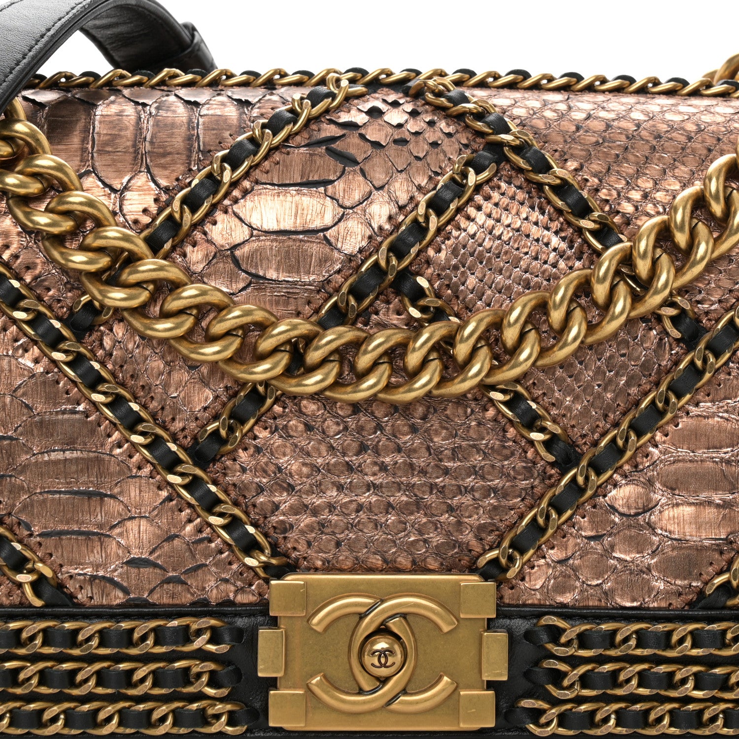 Chanel Snakeskin Medium Chain Around Boy Flap Copper 8 of 11