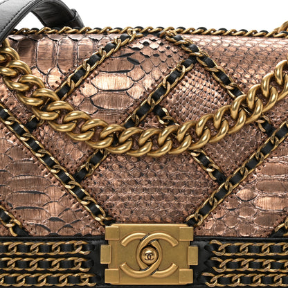 Chanel Snakeskin Medium Chain Around Boy Flap Copper 8 of 11