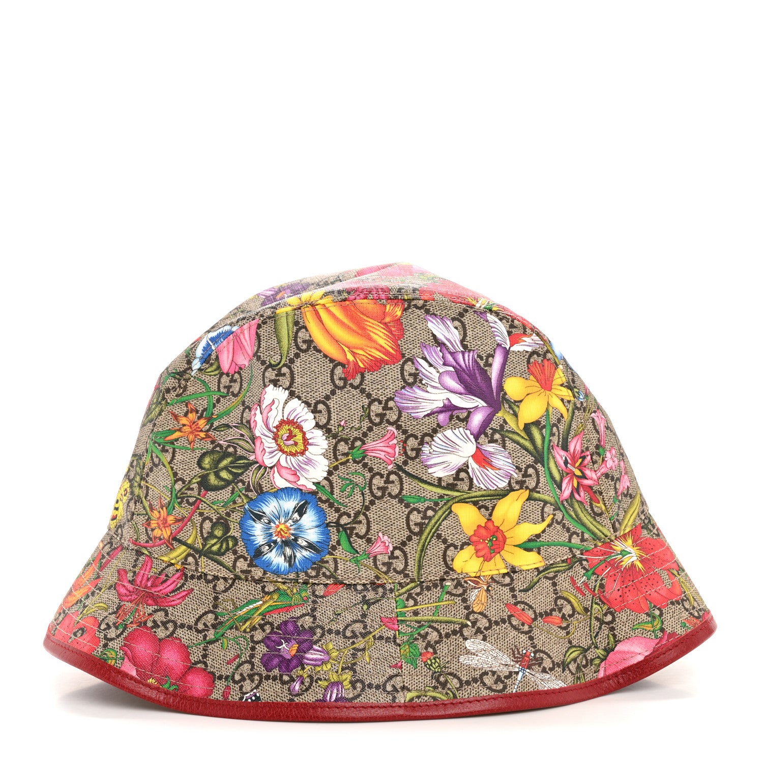 Gucci GG Supreme Monogram Flora Fedora Hat L Red 1788872