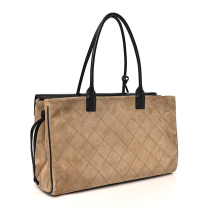 Chanel Grained Calfskin Suede Urban Essentials Large Shopping Bag  Dark Beige Black 3 of 11