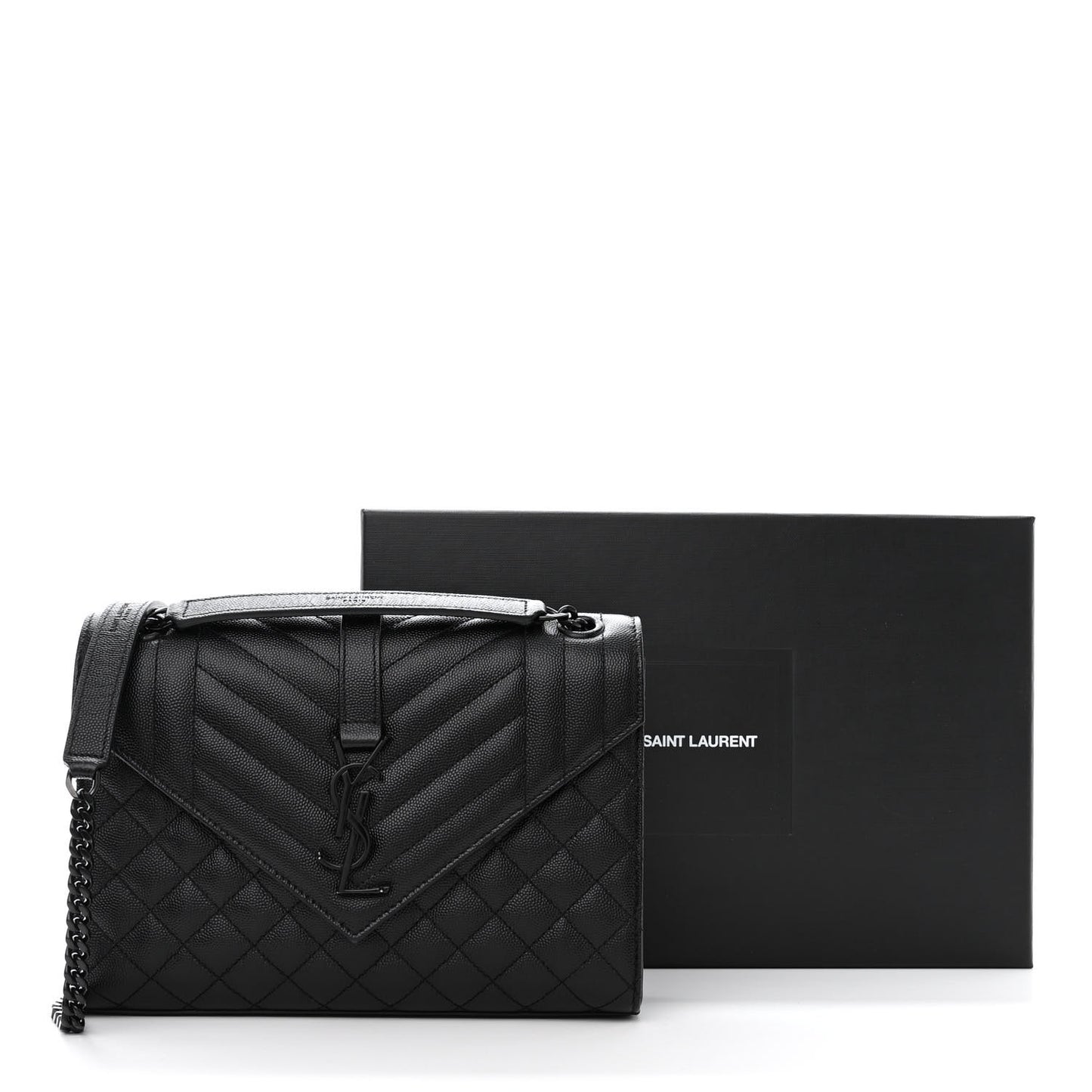 Grain De Poudre Textured Mixed Matelasse Triquilt Medium Monogram Monochrome Satchel Black