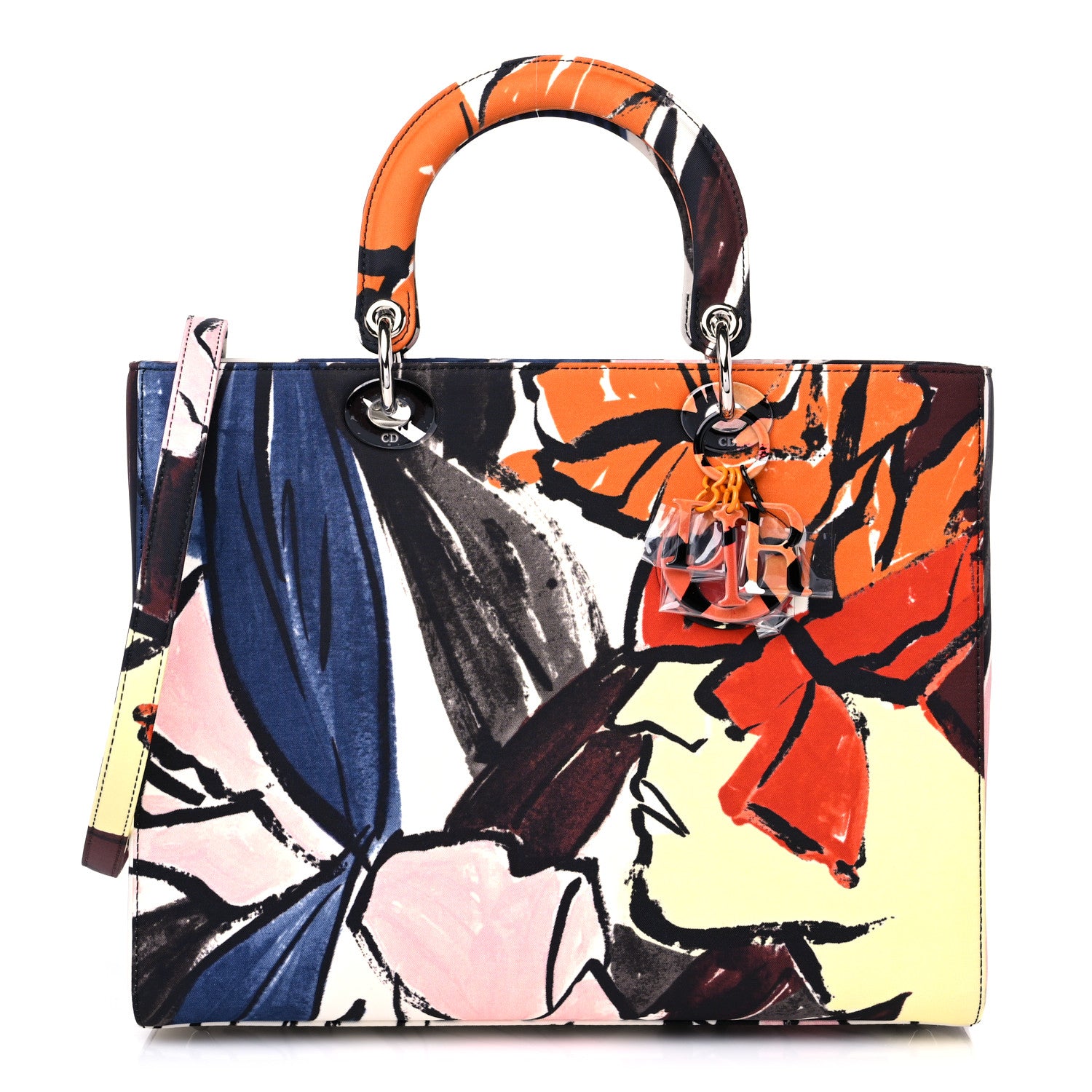 Christian Dior Canvas Graffiti Floral Printed Large Lady Dior Multicolor 1 of 9