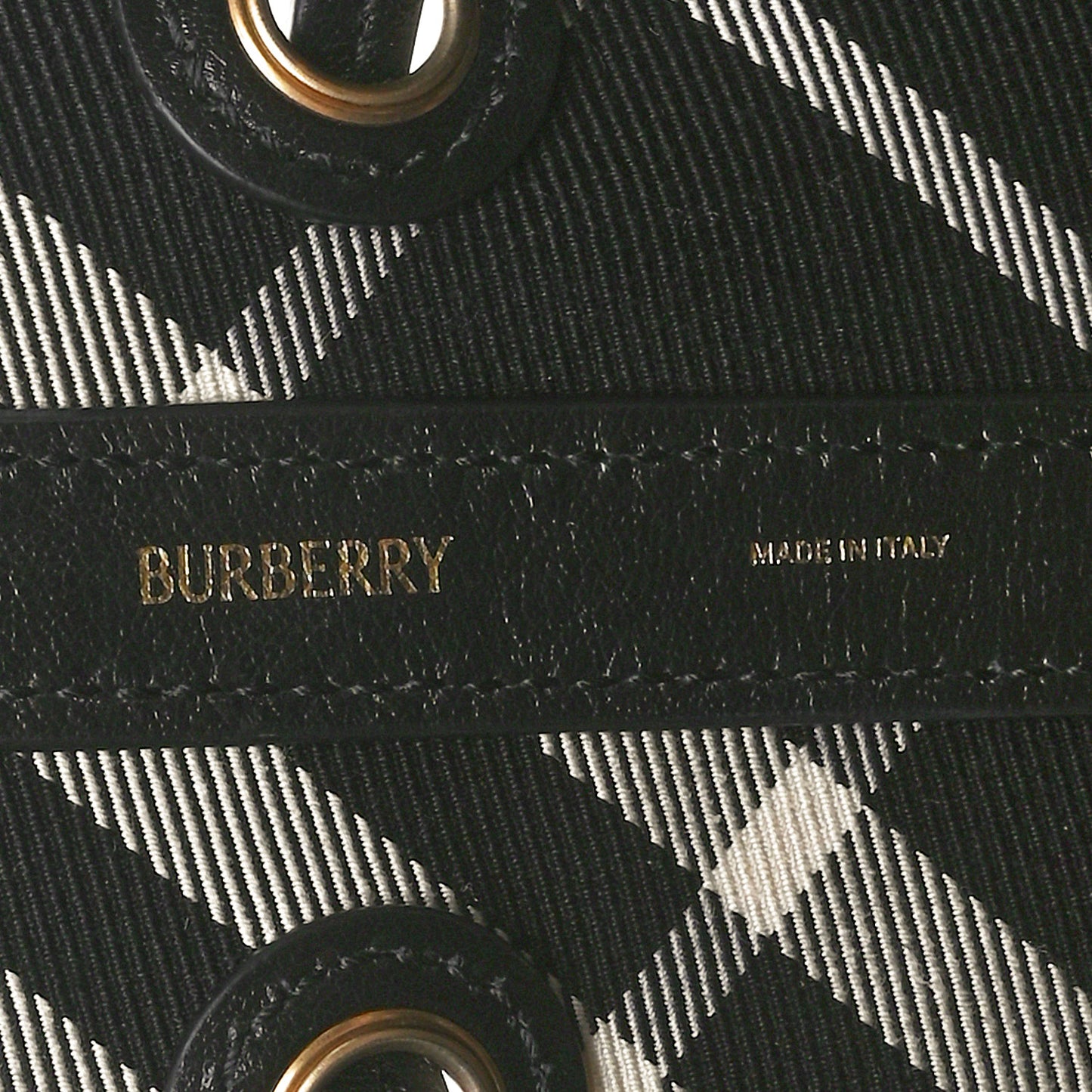 Check Medium Bucket Bag Black Calico