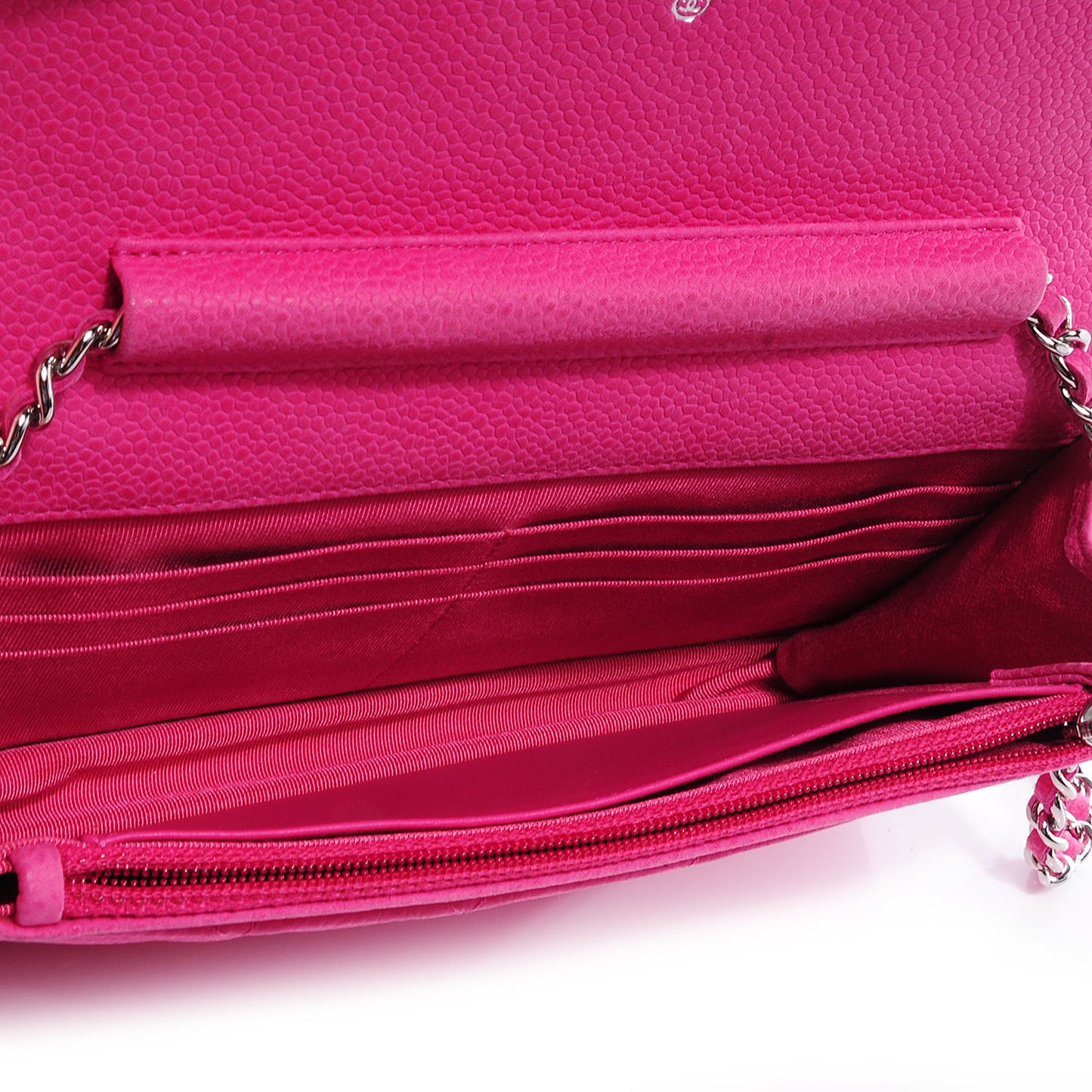 Iridescent Caviar Wallet on Chain WOC Hot Pink