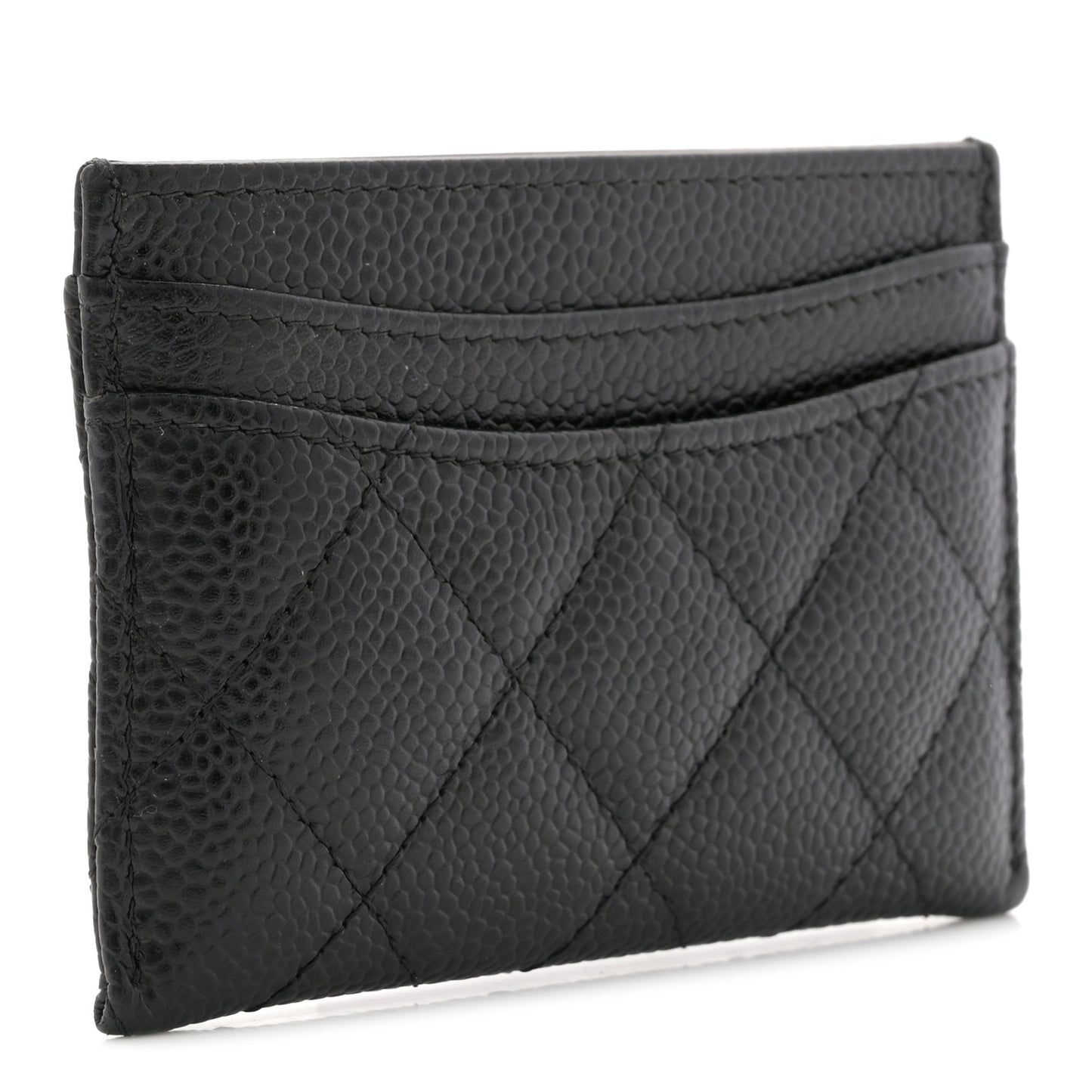 Caviar Quilted Card Holder Black